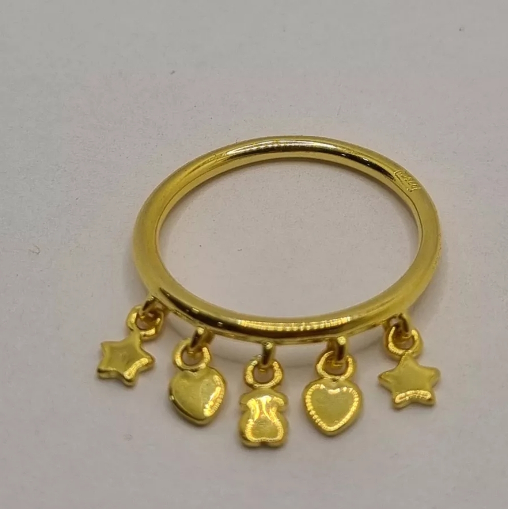 Tous Silver Vermeil Cool Joy Ring with Bear, Heart and Star Motifs Size 6 - Picture 4 of 10